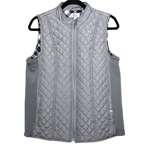 Kim Rogers Vest Womens Small Jacket Sleeveless Quilted Full Zip Fall Coat Gray - Picture 1 of 12